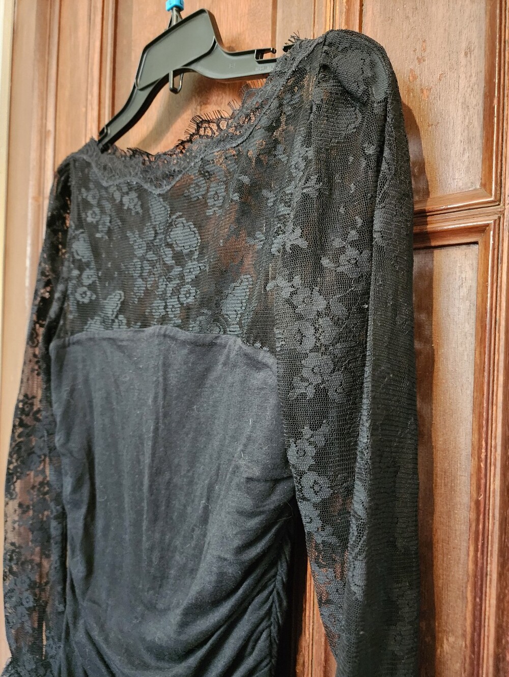 VINTAGE ARCHIVE Rugby Ralph Lauren Black Lace Ruched Blouse-RARE Y2K-Medium - Picture 4 of 12